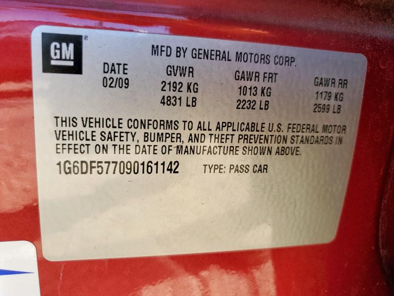 1G6DF577090161142 - 2009 CADILLAC CTS RED photo 12