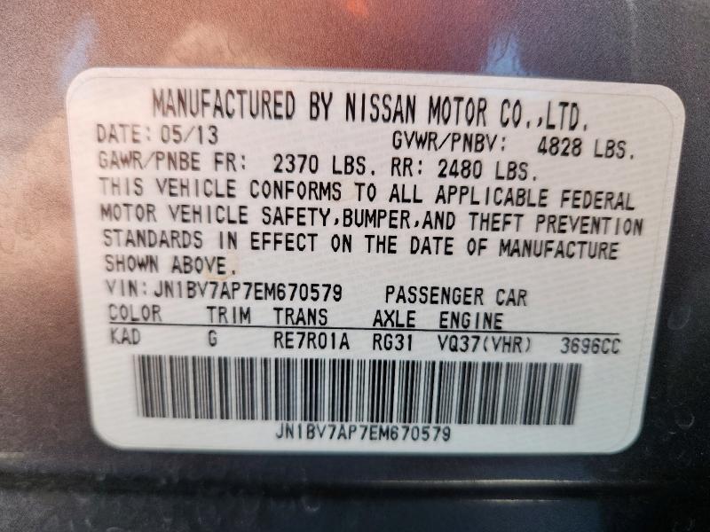 JN1BV7AP7EM670579 - 2014 INFINITI Q50 BASE GRAY photo 12