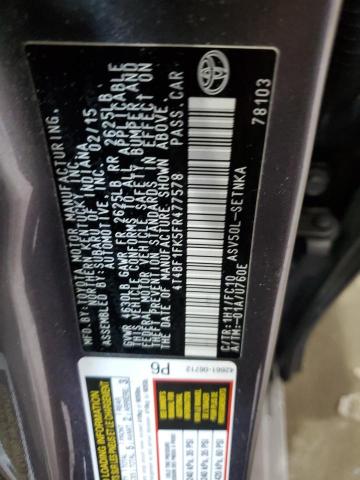 4T4BF1FK5FR477578 - 2015 TOYOTA CAMRY LE GRAY photo 12