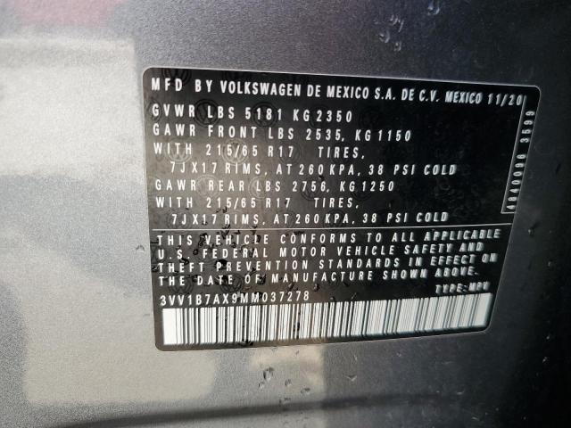 3VV1B7AX9MM037278 - 2021 VOLKSWAGEN TIGUAN S Boz foto 13