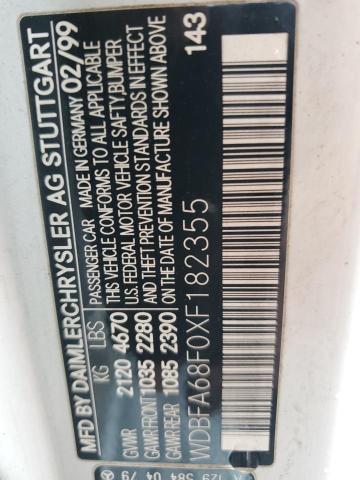 WDBFA68F0XF182355 - 1999 MERCEDES-BENZ SL 500 WHITE photo 12