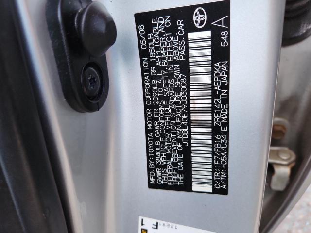 JTDBL40E79J030087 - 2009 TOYOTA COROLLA BASE 银色 照片 13
