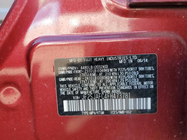 JF2SJAFC4FH473781 - 2015 SUBARU FORESTER 2.5I PREMIUM 红色 照片 13