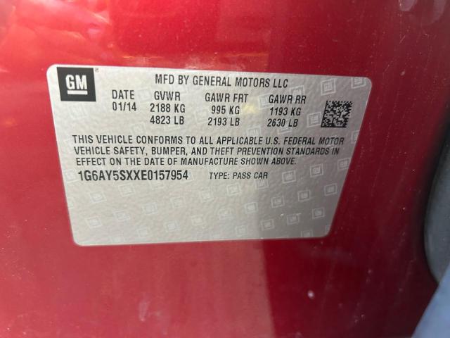 1G6AY5SXXE0157954 - 2014 CADILLAC CTS PERFORMANCE COLLECTION Красный фото 10