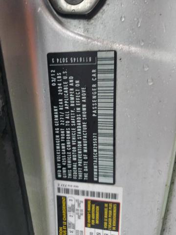 WVWMM7AJ5CW295071 - 2012 VOLKSWAGEN GOLF SILVER photo 12