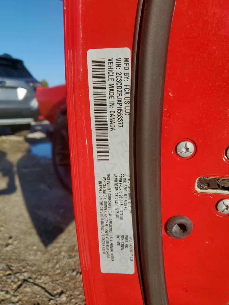 2C3CDZFJXPH563377 - 2023 DODGE CHALLENGER R/T SCAT PACK RED photo 12