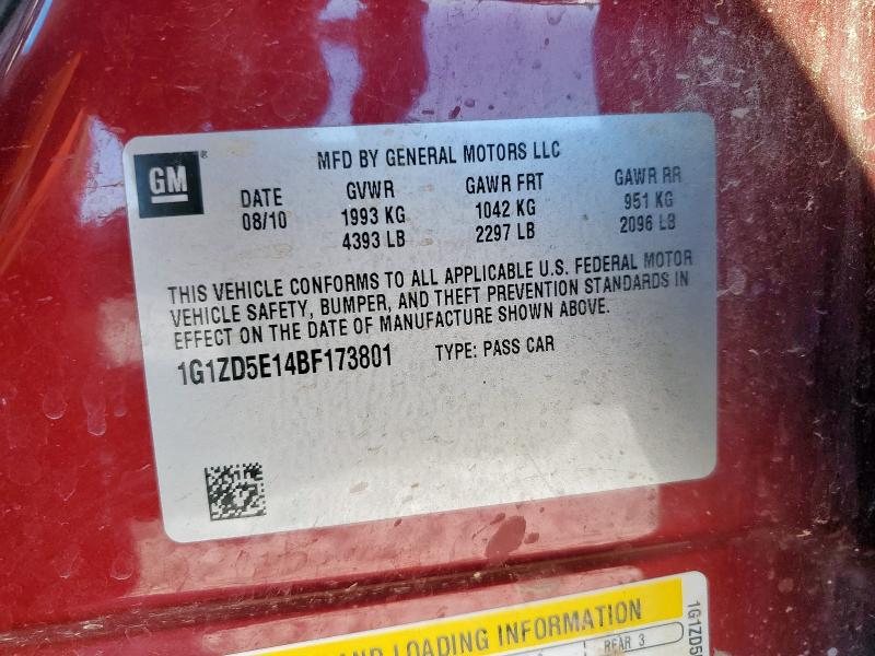 1G1ZD5E14BF173801 - 2011 CHEVROLET MALIBU 2LT RED photo 12