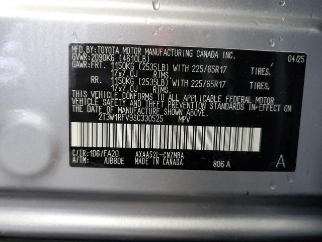 2T3W1RFV9SC330525 - 2025 TOYOTA RAV4 XLE ვერცხლისფერი ფოტო 13