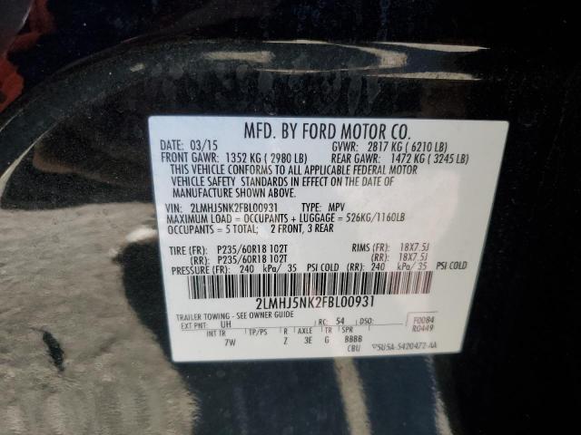 2LMHJ5NK2FBL00931 - 2015 LINCOLN MKT BLACK photo 13