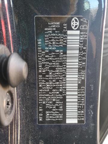 5YFBURHE1JP845089 - 2018 TOYOTA COROLLA L BLACK photo 12