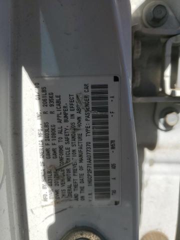 1HGCP2F71AA077370 - 2010 HONDA ACCORD EX 白色 照片 12