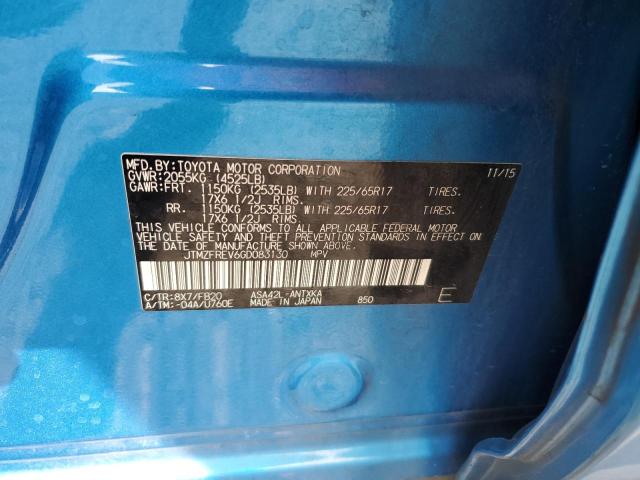 JTMZFREV6GD083130 - 2016 TOYOTA RAV4 LE 蓝色 照片 13