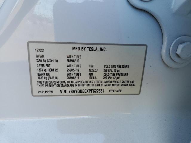 7SAYGDEEXPF622551 - 2023 TESLA MODEL Y WHITE photo 13