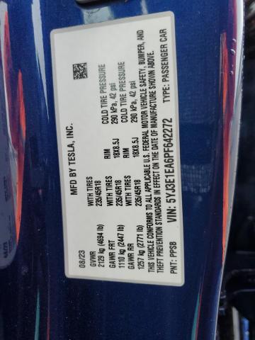 5YJ3E1EA6PF642272 - 2023 TESLA MODEL 3 Көк фото 13