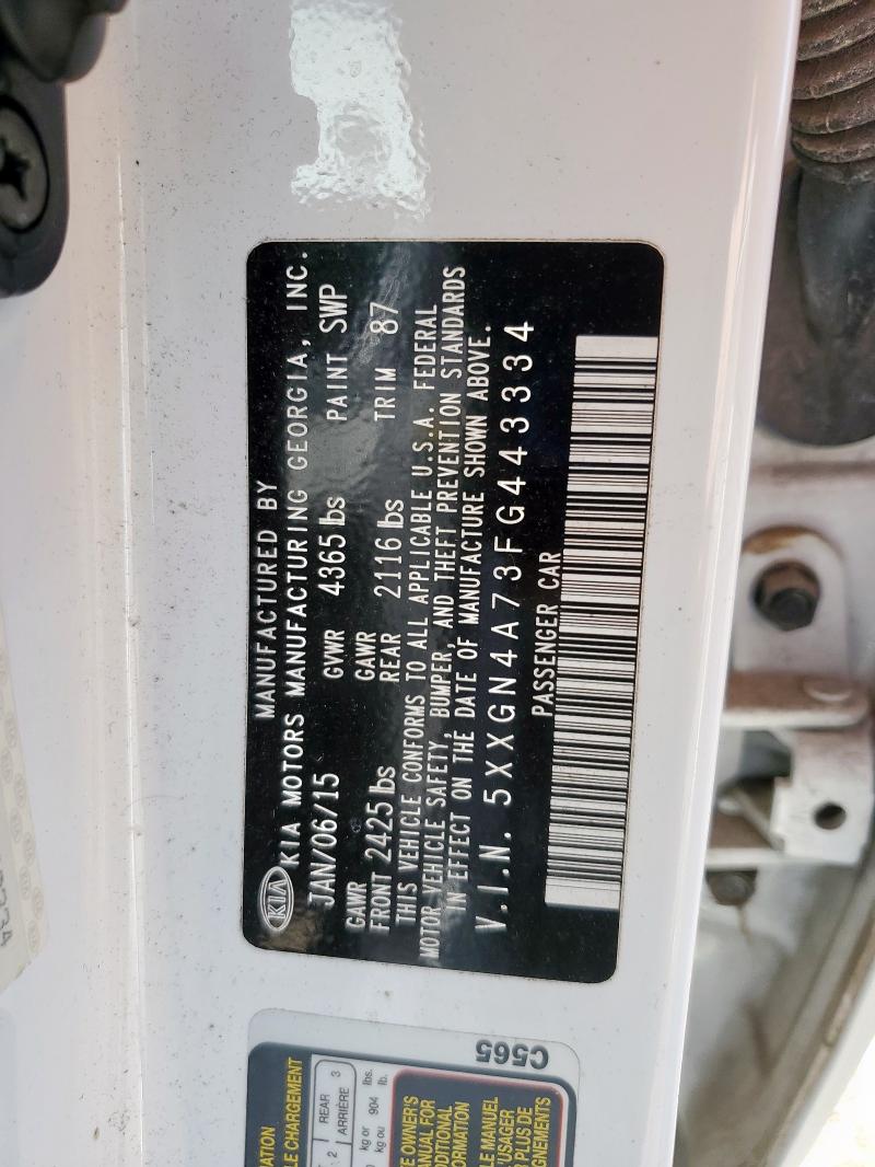 5XXGN4A73FG443334 - 2015 KIA OPTIMA EX თეთრი ფოტო 12