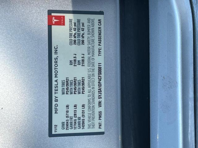 5YJSA1DP4CFS00811 - 2012 TESLA MODEL S Gümüş fotoğraf 15