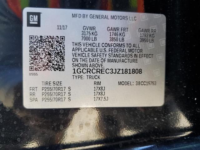 1GCRCREC3JZ181808 - 2018 CHEVROLET SILVERADO C1500 LT Қара фото 12