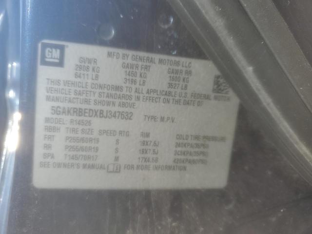 5GAKRBEDXBJ347632 - 2011 BUICK ENCLAVE CXL BLUE photo 13