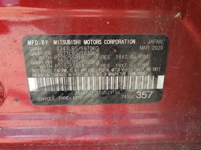JA4AP3AU5LU029195 - 2020 MITSUBISHI OUTLANDER ES RED photo 13