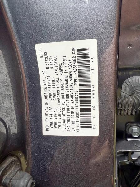 1HGCR3F81FA009215 - 2015 HONDA ACCORD EXL 灰色 照片 10