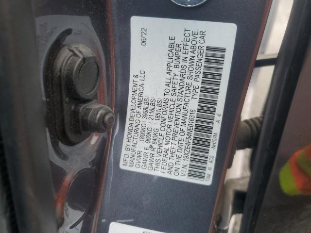 19XZE4F54NE016316 - 2022 HONDA INSIGHT EX CHARCOAL photo 12