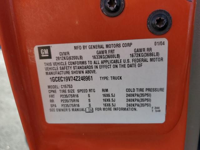 1GCEC19V74Z248961 - 2004 CHEVROLET SILVERADO C1500 ნარინჯისფერი ფოტო 12