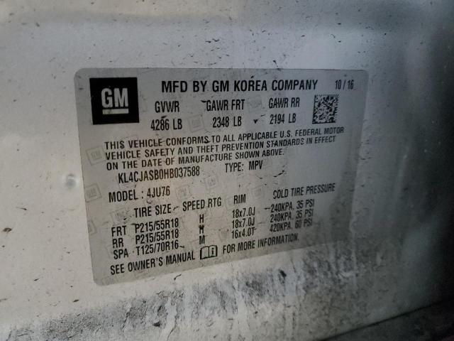 KL4CJASB0HB037588 - 2017 BUICK ENCORE PREFERRED SILVER photo 13