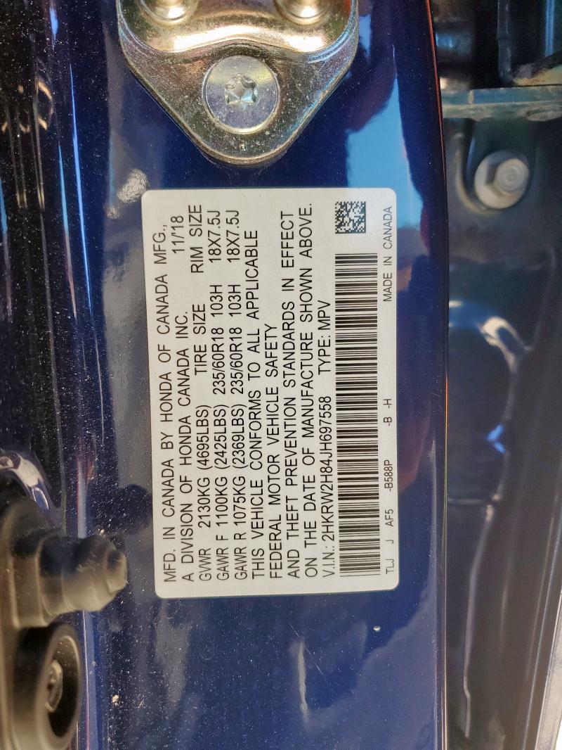 2HKRW2H84JH697558 - 2018 HONDA CR-V EXL Көк фото 13