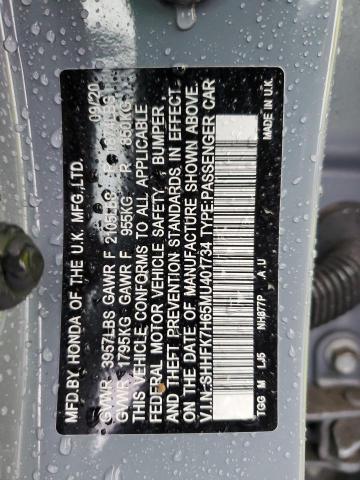 SHHFK7H65MU401734 - 2021 HONDA CIVIC EX GRAY photo 13
