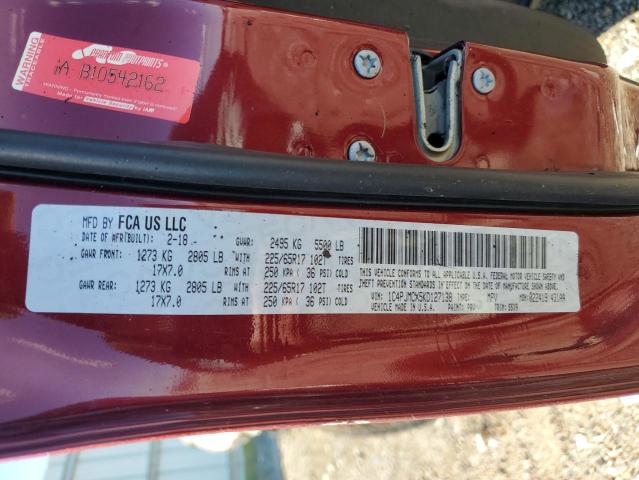 1C4PJMCX5KD127138 - 2019 JEEP CHEROKEE LATITUDE Темно-червоний фото 13