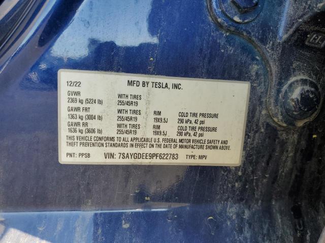 7SAYGDEE9PF622783 - 2023 TESLA MODEL Y 蓝色 照片 13