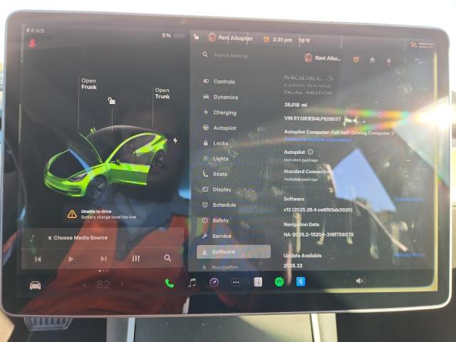 5YJ3E1EB4LF629037 - 2020 TESLA MODEL 3 WHITE photo 9