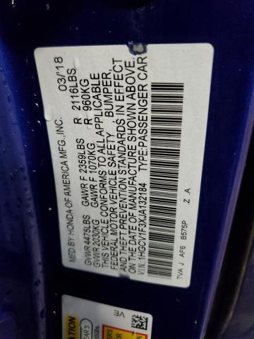 1HGCV1F3XJA132184 - 2018 HONDA ACCORD SPORT Синій фото 13