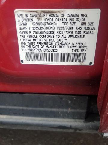 2HKYF18576H530923 - 2006 HONDA PILOT EX წითელი ფოტო 13