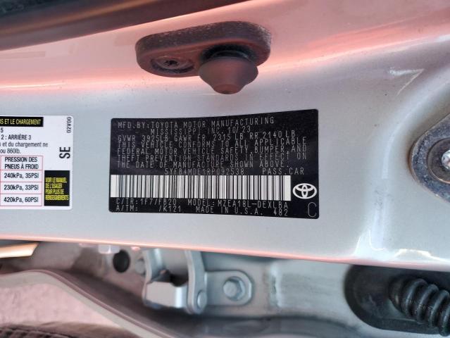 5YFB4MDE1RP092538 - 2024 TOYOTA COROLLA LE SILVER photo 12