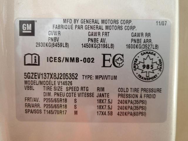 5GZEV137X8J205352 - 2008 SATURN OUTLOOK XE ბეჟი ფოტო 13