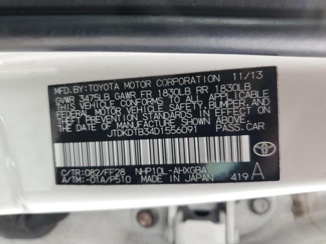 JTDKDTB34D1556091 - 2013 TOYOTA PRIUS C WHITE photo 12