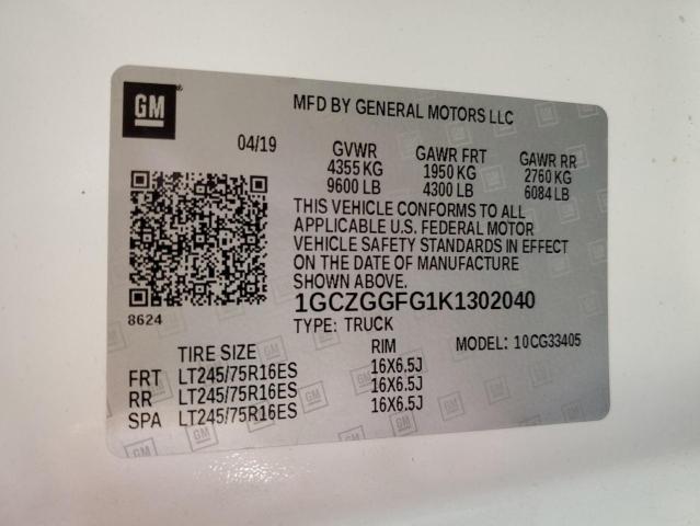 1GCZGGFG1K1302040 - 2019 CHEVROLET EXPRESS G3 WHITE photo 13