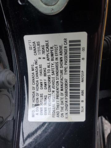2HGFA1F56BH308547 - 2011 HONDA CIVIC LX BLACK photo 12