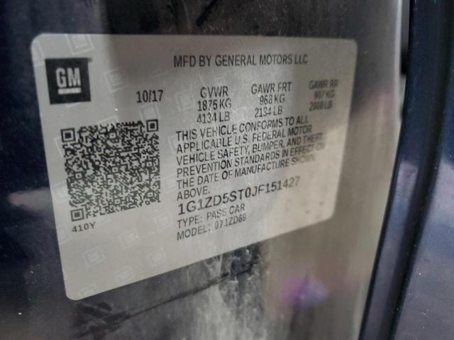 1G1ZD5ST0JF151427 - 2018 CHEVROLET MALIBU LT ლურჯი ფოტო 13