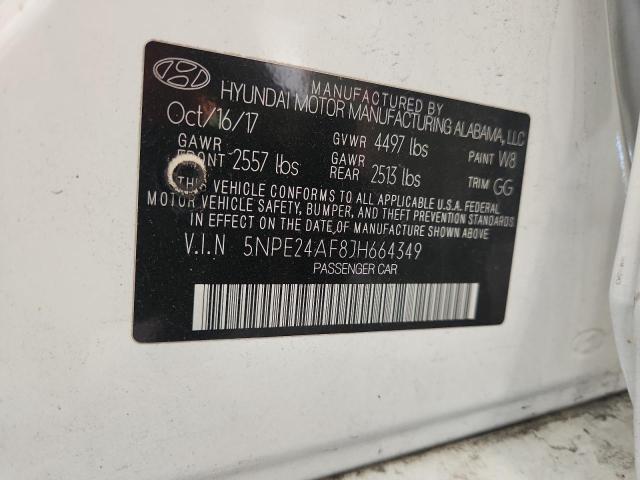 5NPE24AF8JH664349 - 2018 HYUNDAI SONATA SE WHITE photo 12