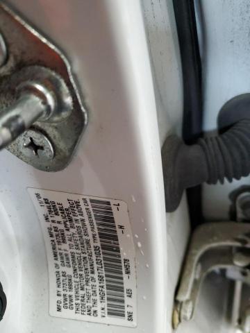 1HGFA16817L031035 - 2007 HONDA CIVIC EX WHITE photo 12