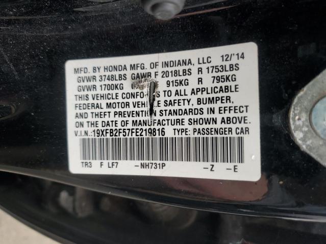 19XFB2F57FE219816 - 2015 HONDA CIVIC LX BLACK photo 12