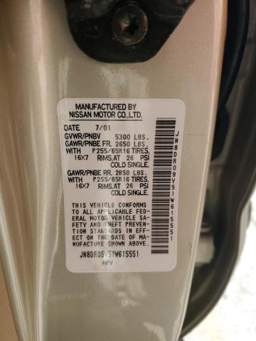 JN8DR09Y51W615551 - 2001 NISSAN PATHFINDER LE فضي صورة 13