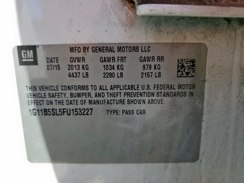 1G11B5SL5FU153227 - 2015 CHEVROLET MALIBU LS WHITE photo 12