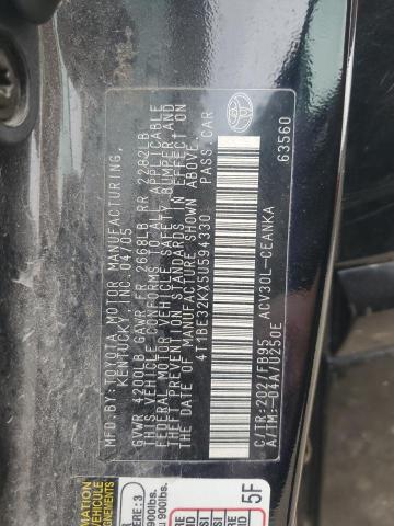 4T1BE32KX5U594330 - 2005 TOYOTA CAMRY LE BLACK photo 12