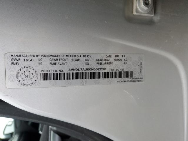 3VWDL7AJ0CM032230 - 2012 VOLKSWAGEN JETTA TDI SILVER photo 12
