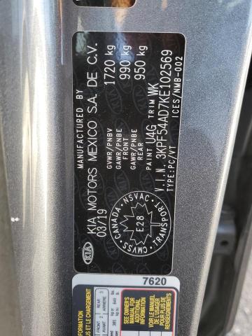 3KPF54AD7KE102569 - 2019 KIA FORTE EX Boz foto 12