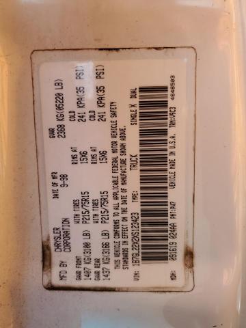 1B7GL22X2XS123423 - 1999 DODGE DAKOTA WHITE photo 12