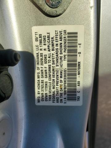 19XFB2F9XCE003327 - 2012 HONDA CIVIC EXL ვერცხლისფერი ფოტო 13